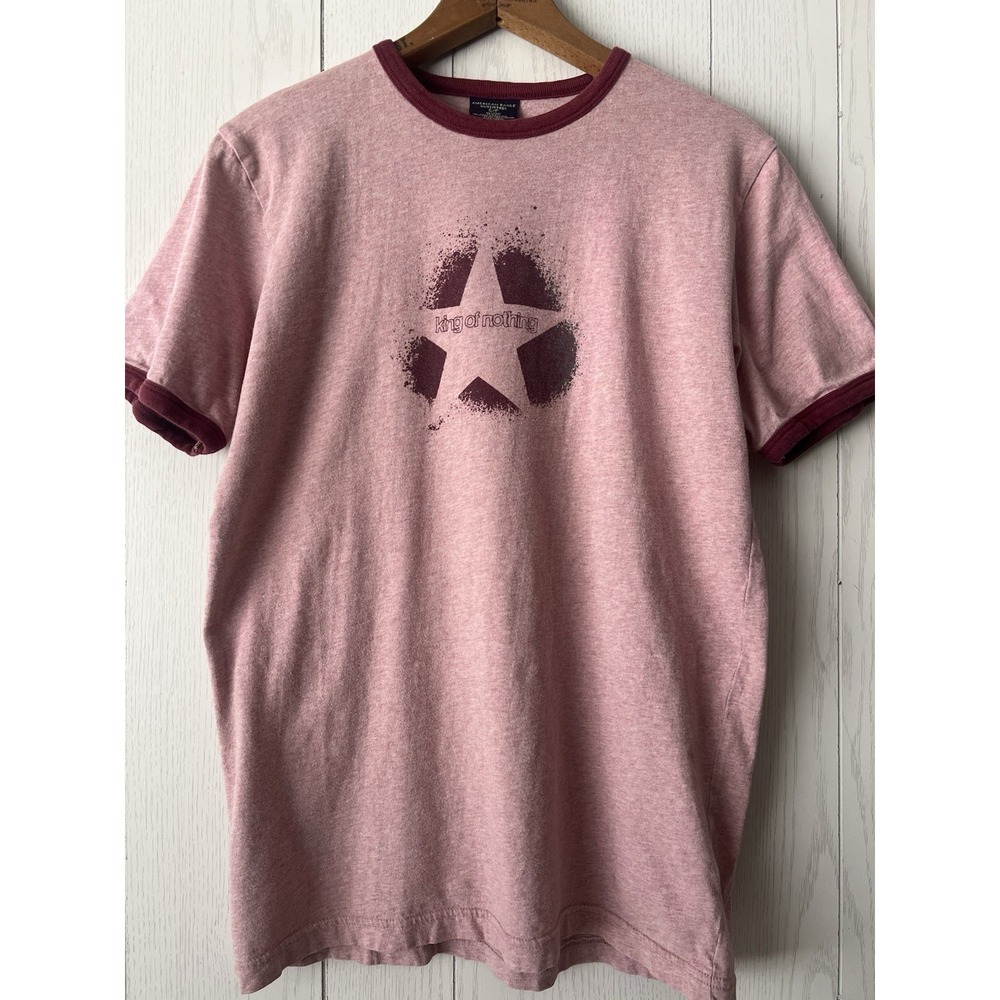 American Eagle Y2K Ringer Tee KING OF NOTHING graphic T-shirt Oversized Small